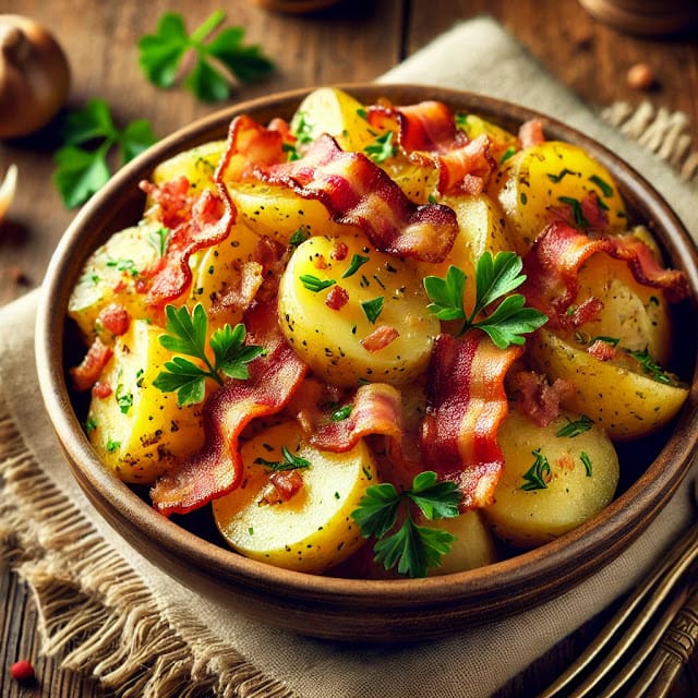 warm potato salad with bacon